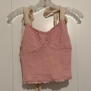 Free People Pink Textured Crop Top